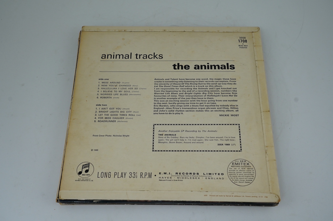 Eight The Animals LP record albums including; Animal Tracks on Columbia 33SX 1708, The Animals 33X 1669, The Most of the Animals and another (both mono), House of the Rising Sun and another, Animalization, The Animals on